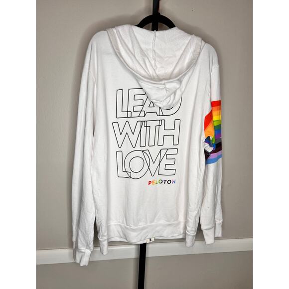 Peloton Pride "Lead With Love" Zip-Up Hoodie w/ Rainbow Large NWOT - Picture 3 of 6